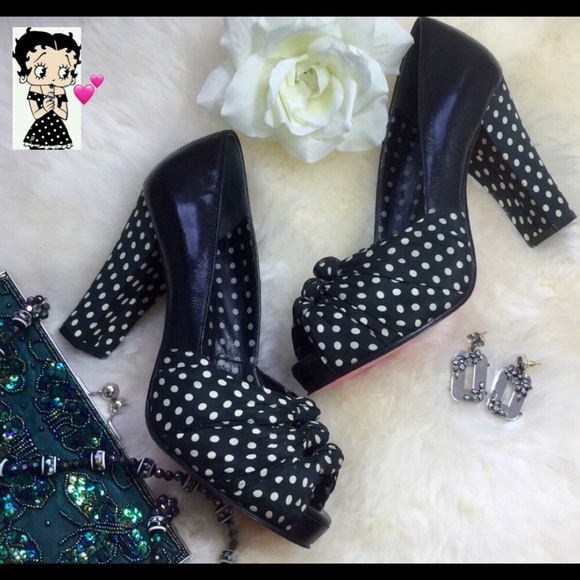 Betsey Johnson Shoes - BETSEY JOHNSON LEFTY Blk Polka Dot Betty Boop Pump